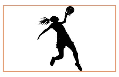Hentbolcu kadın top silueti, Hentbol Oyuncuları silueti atar.
