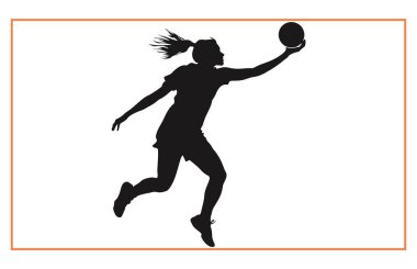 Hentbolcu kadın top silueti, Hentbol Oyuncuları silueti atar.