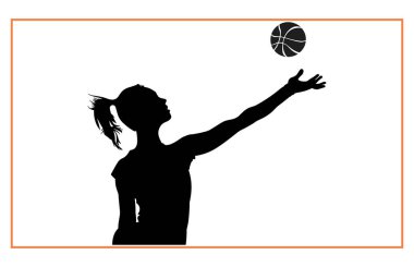 Hentbolcu kadın top silueti, Hentbol Oyuncuları silueti atar.