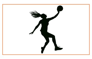 Hentbolcu kadın top silueti, Hentbol Oyuncuları silueti atar.