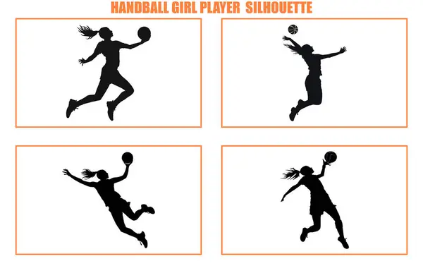 Hentbolcu kadın seti top silueti, Hentbol Oyuncuları silueti