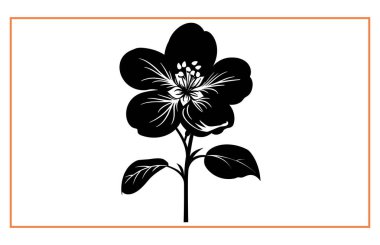 Elma çiçeği siyah vektör silueti, elma silueti ya da yapraklı kiraz çiçeği.