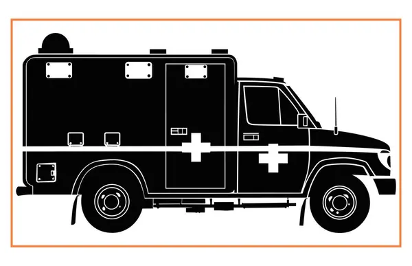 Ambulans silueti. Ambulansın yan görüntüsü, Ambulans siluet tarzı simge