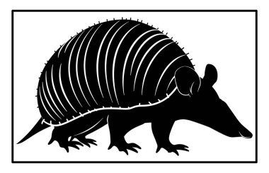 Armadillo Walking Silhouette, bir armadillonun siyah silueti, klasik hipster armadillo logosu.