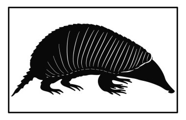 Armadillo Walking Silhouette, bir armadillonun siyah silueti, klasik hipster armadillo logosu.