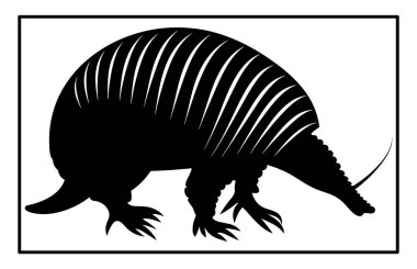 Armadillo Walking Silhouette, bir armadillonun siyah silueti, klasik hipster armadillo logosu.