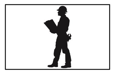 Mimar Silueti - İnşaat İşçisi Simgesi ve Clipart İllüstrasyonu