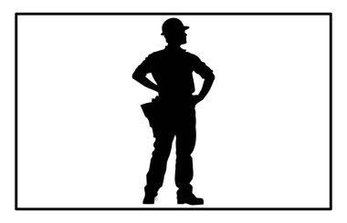 Mimar Silueti - İnşaat İşçisi Simgesi ve Clipart İllüstrasyonu