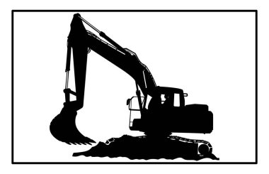 Backhoe Silueti - Ağır Ekipman İllüstrasyon ve İnşaat Clipart