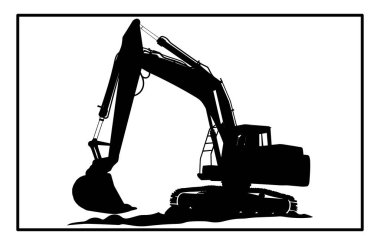 Backhoe Silueti - Ağır Ekipman İllüstrasyon ve İnşaat Clipart