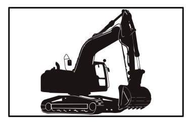 Backhoe Silueti - Ağır Ekipman İllüstrasyon ve İnşaat Clipart