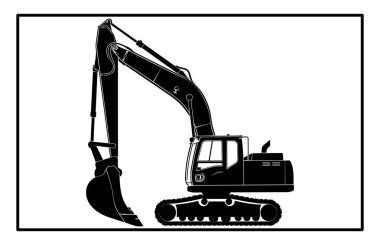 Backhoe Silueti - Ağır Ekipman İllüstrasyon ve İnşaat Clipart