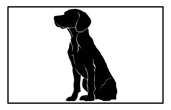 Beyaz arka planda izole edilmiş av köpeği silueti, ayakta duran köpek silueti.