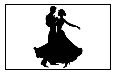 Dans eden çiftlerin siluetleri, balo dansı, dans eden çiftlerin siluetleri.