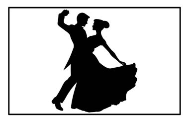 Dans eden çiftlerin siluetleri, balo dansı, dans eden çiftlerin siluetleri.