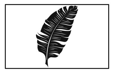 Muz yaprağı ikonu silueti. Muz yaprağı simgesi siyah renk seti, Muz Silueti Beyaz arkaplanda Yapraklar