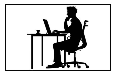 İş adamı meşgul siluet, iş adamı illüstrasyonu