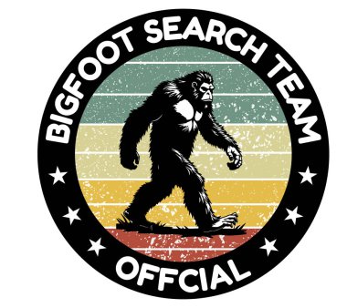 Bigfoot search team offical t-shirt design, bigfoot t-shirt design for adventure lovers clipart