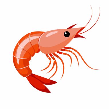 Mor gözlü ve beyaz arkaplanlı bir karides çizimi..