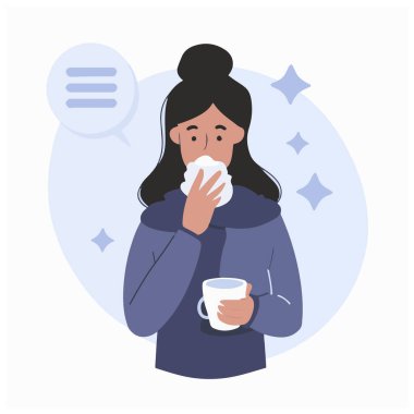 young good looking woman feel sick and cough