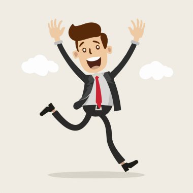 İllüstrasyon vektörü. Keyif konseptiyle atlayan bir adam.