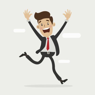 İllüstrasyon vektörü. Keyif konseptiyle atlayan bir adam.