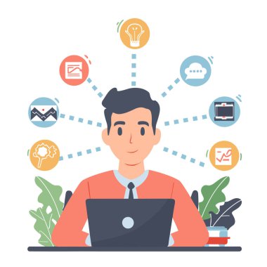 İllüstrasyon vektörü bir erkek zihin haritası kavramı