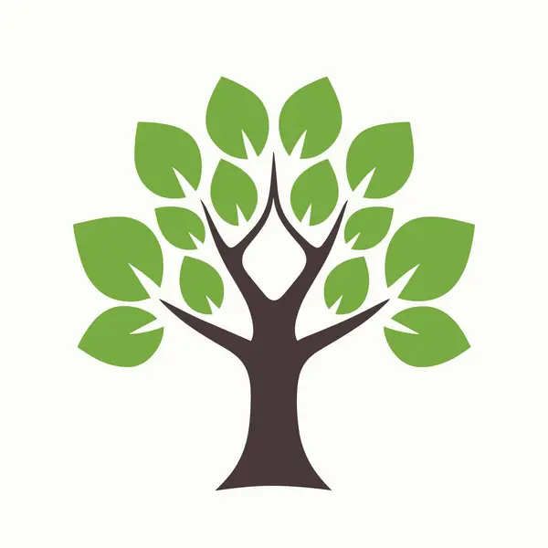 Tek bir izole ağacın tasviri - çizgi film biçimi