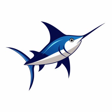  Bir balığın vektör çizimi, mavi kılıçbalığı illüstrasyonu açık hava balıkçılık logosu logosundan atlıyor.