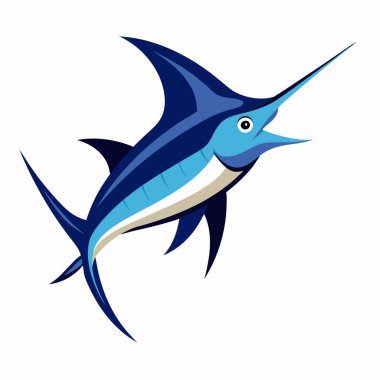  Bir balığın vektör çizimi, mavi kılıçbalığı illüstrasyonu açık hava balıkçılık logosu logosundan atlıyor.