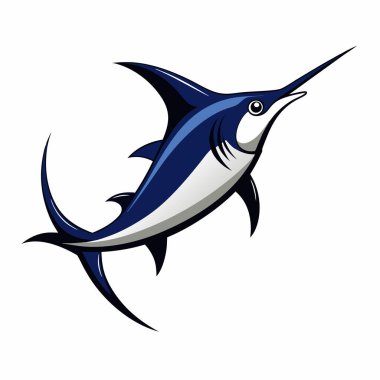  Bir balığın vektör çizimi, mavi kılıçbalığı illüstrasyonu açık hava balıkçılık logosu logosundan atlıyor.