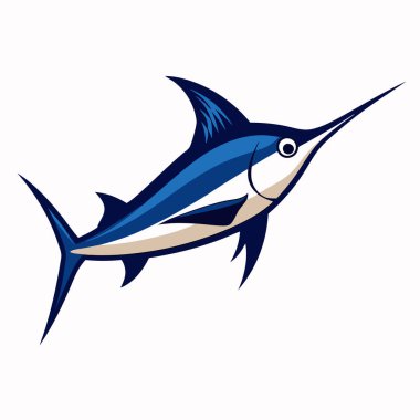  Bir balığın vektör çizimi, mavi kılıçbalığı illüstrasyonu açık hava balıkçılık logosu logosundan atlıyor.