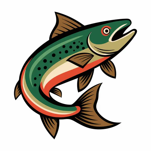  Beyaz, alabalık tasarımı illüstrasyon vektör sanatı, somon balığı tasarımı illüstrasyon vektör sanatı,