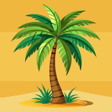Palmiye ağacı izole edilmiş düz vektör çizimi
