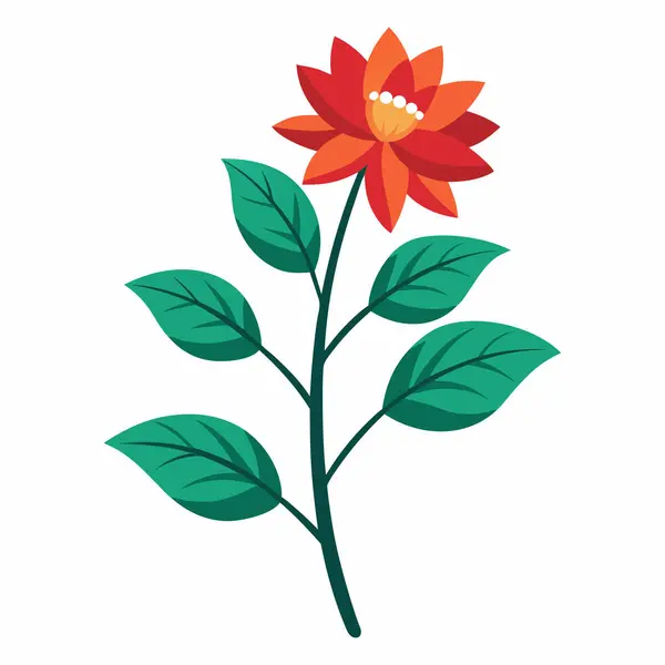 Beyaz arkaplanda çiçekli ve yeşil yapraklı bir çiçek.