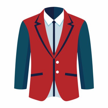 Mavi Kollu Kırmızı Ceket ve Resmi Giymek İçin Beyaz Gömlek