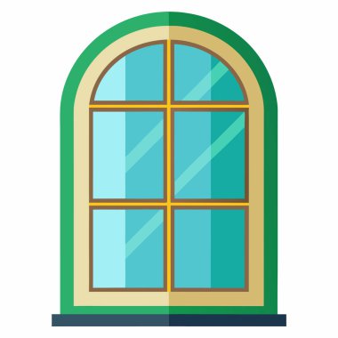 Yeşil Çerçeveli ve Bölünmüş Işıklı Kemerli Pencere