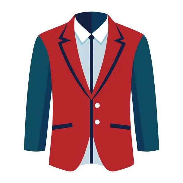 Mavi Kollu Kırmızı Ceket ve Resmi Giymek İçin Beyaz Gömlek