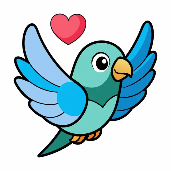 Sevgi Kuşu Sevimli Çizgi Film Çizimi