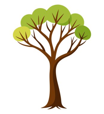 Dekoratif Ağaç Dekoratif Grafik İllüstrasyonu: 124; Beyaz Arkaplanda Karikatür Ağacı Resimleri İzole Edildi