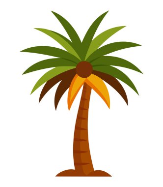 Beyaz Arkaplan üzerinde izole edilmiş Afrika Yağı Palmiye Ağaçları İllüstrasyonu, Doğanın Tasarımı için Tropikal Palmiye Ağacı Vektör Sanatı