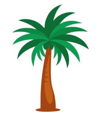 Beyaz Arkaplan üzerinde izole edilmiş Afrika Yağı Palmiye Ağaçları İllüstrasyonu, Doğanın Tasarımı için Tropikal Palmiye Ağacı Vektör Sanatı