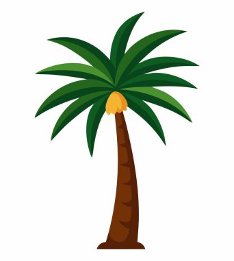 Beyaz Arkaplan üzerinde izole edilmiş Afrika Yağı Palmiye Ağaçları İllüstrasyonu, Doğanın Tasarımı için Tropikal Palmiye Ağacı Vektör Sanatı