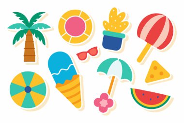 Beyaz Arkaplanda İzole Edilmiş Plaj Etiketleri