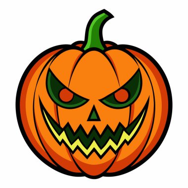 Beyaz Arkaplanda İzole edilmiş Korku Balkabağı İllüstrasyonu Şeytani Yüzlü Korkunç Cadılar Bayramı Balkabağı Sanatı