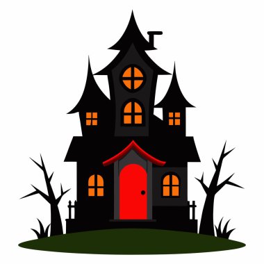 Tatil Tasarımı İçin Korku Dolu Konak Vektörü: 124; Cadılar Bayramı Gecesi İzole Edilmiş Clipart Evi
