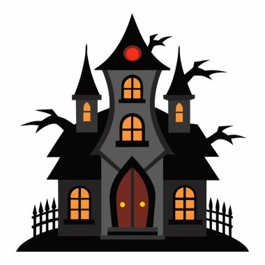 Tatil Tasarımı İçin Korku Dolu Konak Vektörü: 124; Cadılar Bayramı Gecesi İzole Edilmiş Clipart Evi