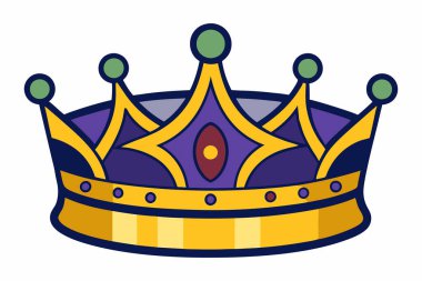 Lüks Kral Crown Vektör Clipart izole edildi