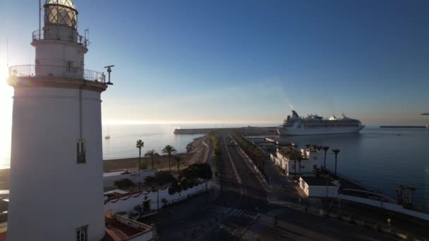 Latarnia Morska Malaga Hiszpania Andaluzja — Wideo stockowe
