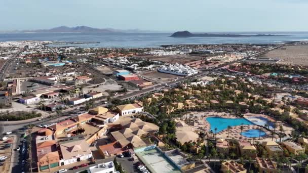 Fuerteventura Kanarya Adası Corralejo Hava Görünümü — Stok video